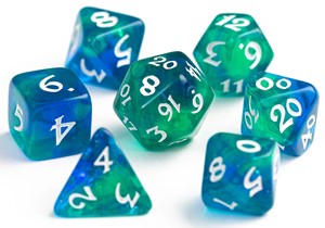 2!DHDP0203120 7pc RPG Dice Set: Elessia Cosmos Nova published by Die Hard Dice