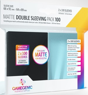 2!GGS10110ML 100 x Black And Clear Matte Double Sleeving Pack 63.5mm x 88mm (Gamegenic) published by Gamegenic