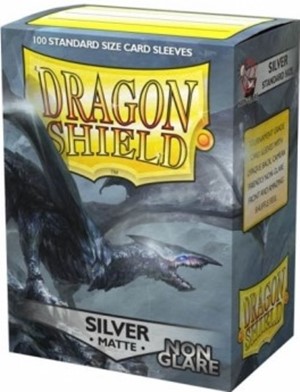 ARCT11808S 100 x Silver Non Glare Matte Standard Card Sleeves 63.5mm x 88mm (Dragon Shield) published by Arcane Tinmen