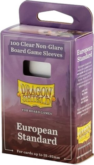 ARCT60204 100 x Clear Non-Glare Standard European Card Sleeves (Dragon Shield) published by Arcane Tinmen