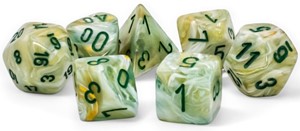 3!CHX22409 Chessex Marble Mega-Hedral - Green with Dark Green Polyhedral Set published by Chessex