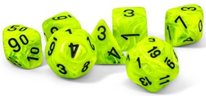 3!CHX22430 Chessex Vortex Mega-Hedral - Bright Green with Black Polyhedral Set published by Chessex