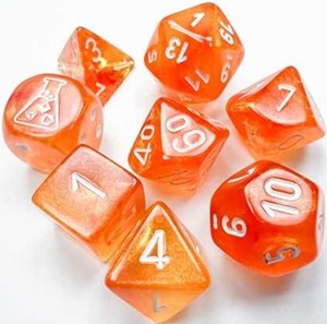 2!CHX30052 Chessex Borealis 7 Dice Set - Blood Orange with White Luminary published by Chessex