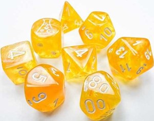 2!CHX30053 Chessex Borealis 7 Dice Set - Canary with White Luminary published by Chessex
