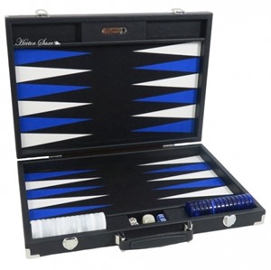 DMGHSB620ANTH Anthracite Leather Competition Backgammon Set (Hector Saxe) (Damaged) published by Hector Saxe