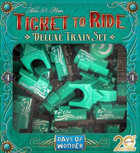 DOW72R20DTS3 Ticket To Ride Board Game: The Green Caboose 20th Anniversary Deluxe Train Set published by Days Of Wonder