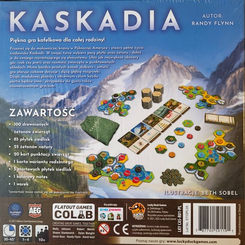 FLT7098PL Cascadia Board Game: Polish Box Back Kickstarter Edition published by Flatout Games