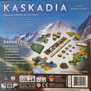 FLT7098PL Cascadia Board Game: Polish Box Back Kickstarter Edition published by Flatout Games