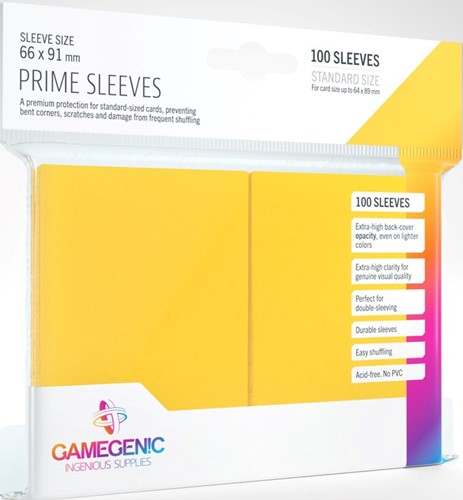 100 x Yellow Prime Standard Card Sleeves 63.5mm x 88mm (Gamegenic)