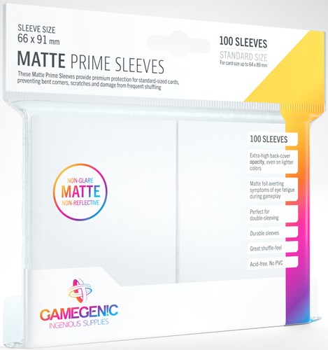 100 x White Matte Standard Card Sleeves 63.5mm x 88mm (Gamegenic)