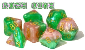 GKG512 Halfsies Dice: Rose (Polyhedral 7 Set) published by Gate Keeper Games