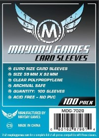 2!MDG7028 100 x Clear Standard European Card Sleeves 59mm x 92mm (Mayday) published by Mayday Games