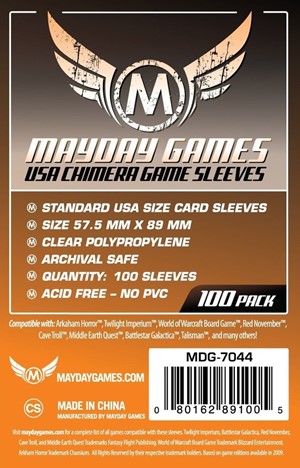 MDG7044 Mayday 100 Card Sleeves 57.5mm x 89mm published by Mayday Games
