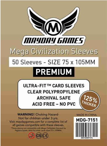 MDG7151 50 x Mega Civilisation Sleeves 75mm x 105mm (Mayday Premium) published by Mayday Games