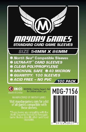 2!MDG7156 100 x Clear Standard North Sea Compatible Sleeves 54mm x 86mm published by Mayday Games