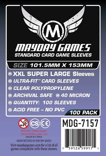 MDG7157 100 x Clear Standard XXL Super Large Sleeves 101.5mm x 153mm published by Mayday Games