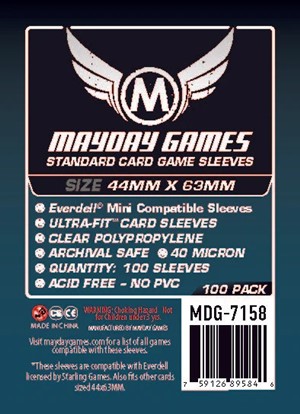 3!MDG7158 100 x Clear Standard Everdell Mini Compatible Sleeves 44mm x 63mm published by Mayday Games