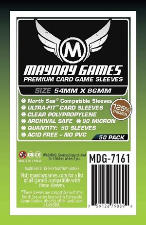 3!MDG7161 50 x Clear Premium North Sea Compatible Sleeves 54mm x 86mm published by Mayday Games