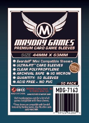 3!MDG7163 50 x Clear Premium Everdell Mini Compatible Sleeves 44mm x 63mm published by Mayday Games