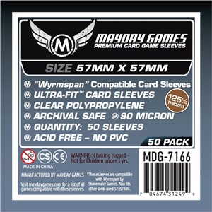 3!MDG7166 50 x Clear Premium Wyrmspan Compatible Card Sleeves 57mm x 57mm published by Mayday Games