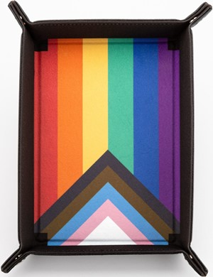 MET508 Fold Up Velvet Dice Tray: Rainbow Flag: Gaymers Pride published by Metallic Dice Games