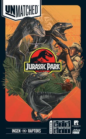MNGMGUMJP001 Unmatched Battle Of Legends Board Game: Jurassic Park Ingen vs Raptor published by Mondo Games