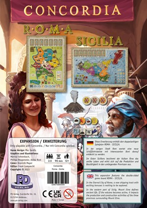 2!PDV9975 Concordia Board Game: Roma And Sicilia Map Expansion published by P D Verlag