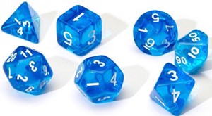 SDZ000107 Translucent Blue Polyhedral Dice Set published by Sirius Dice