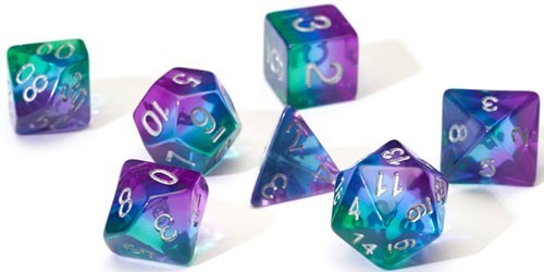 SDZ000112 Blue Aurora Semi-Transpartent Polyhedral Dice Set published by Sirius Dice