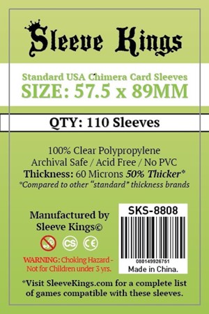 SKS8808 110 x Standard USA Chimera Card Sleeves (57.5mm x 89mm) published by Sleeve Kings
