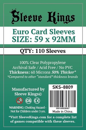 SKS8809 110 x Euro Card Sleeves (59mm x 92mm) published by Sleeve Kings
