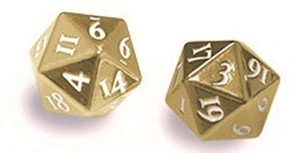 UP85089 Heavy Metal D20 Dice Set: Gold with White published by Ultra Pro