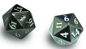 UP85090 Heavy Metal D20 Dice Set: Gun Metal with White published by Ultra Pro
