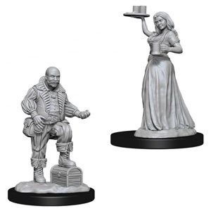 WZK72584S Pathfinder Deep Cuts Unpainted Miniatures: Merchant And Serving Girl published by WizKids Games