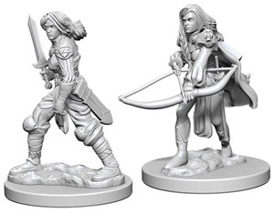 WZK72597S Pathfinder Deep Cuts Unpainted Miniatures: Human Female Fighter published by WizKids Games
