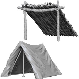 WZK73858S Pathfinder Deep Cuts Unpainted Miniatures: Tent And Lean-To published by WizKids Games