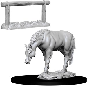 WZK73862S Pathfinder Deep Cuts Unpainted Miniatures: Horse And Hitch published by WizKids Games