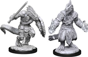 2!WZK90308S Dungeons And Dragons Nolzur's Marvelous Unpainted Minis: Lizardfolk Barbarian And Lizardfolk Cleric published by WizKids Games