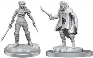 2!WZK90582S Dungeons And Dragons Nolzur's Marvelous Unpainted Minis: Elf Rogue And Half-Elf Rogue Protege published by WizKids Games